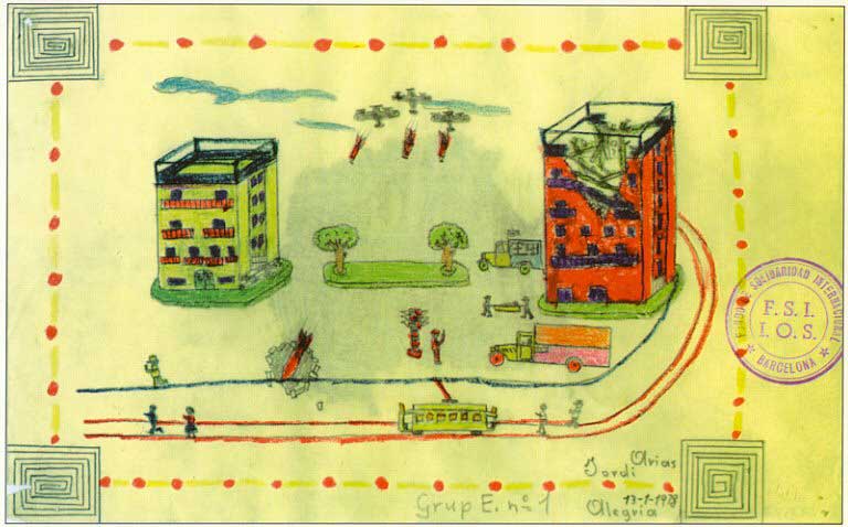 Child's drawing of an air raid
